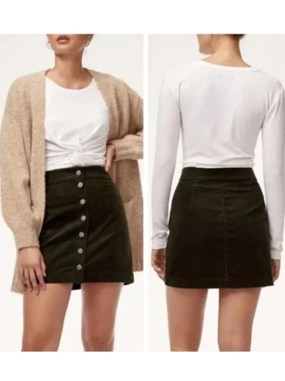 ARITZIA Wilfred Free Karmen Corduroy Button-Front Mini Skirt | Size 00